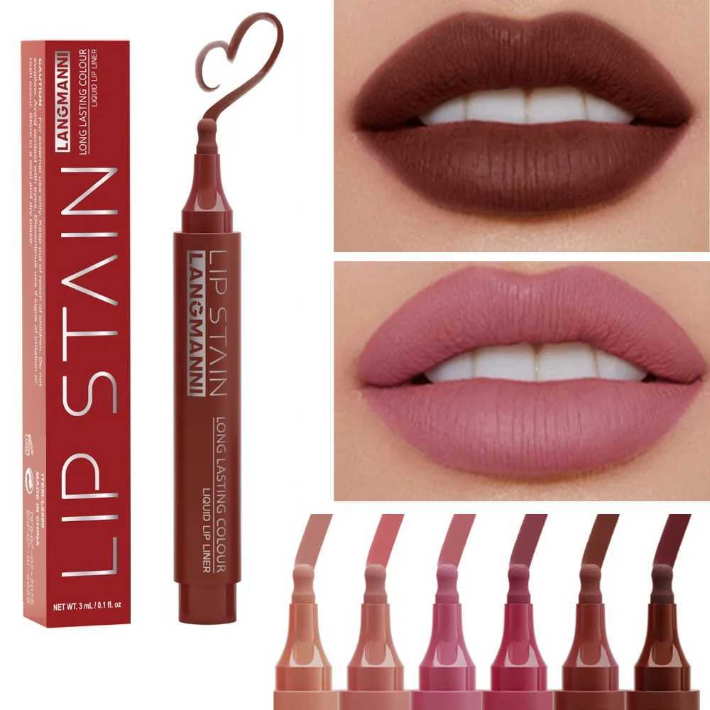 LANGMANNI Six-color matte velvet liquid lip liner pen for lip line definition lip shape correction and lip tinting G251218-image-1088877021