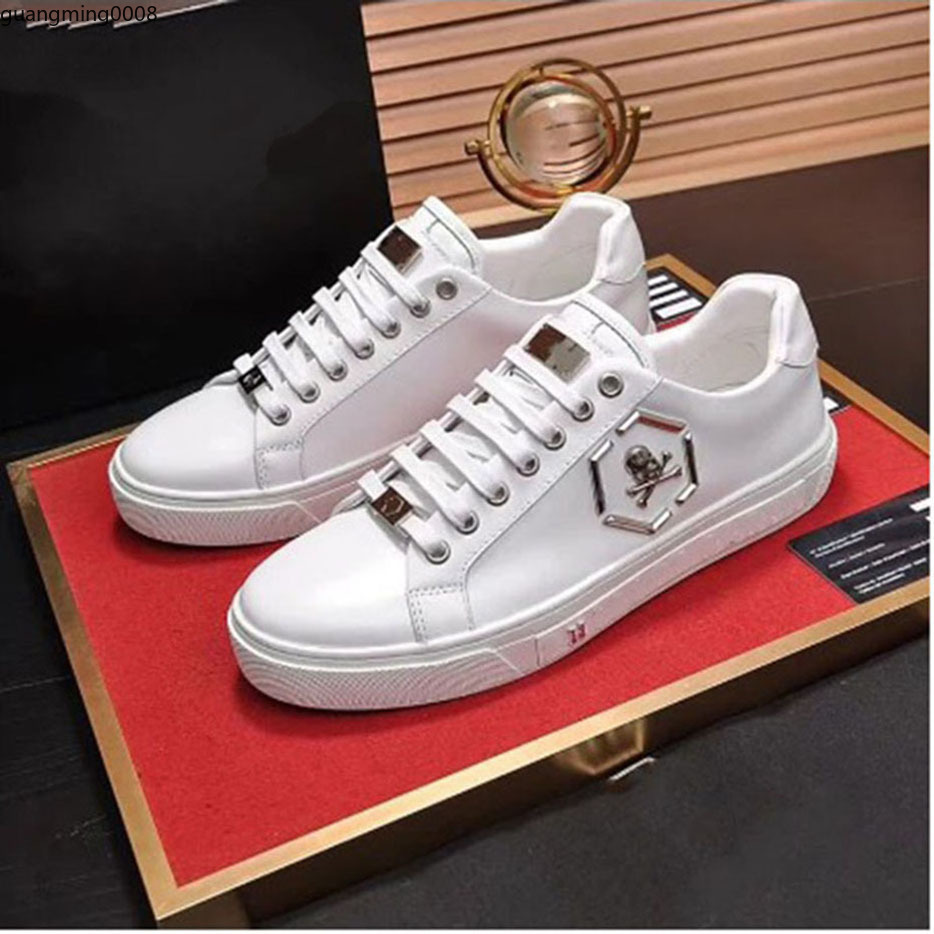 Baskets de luxe en cuir véritable pour hommes, chaussures plates et décontractées, à plateforme blanche, de qualité supérieure, de styliste, odM8