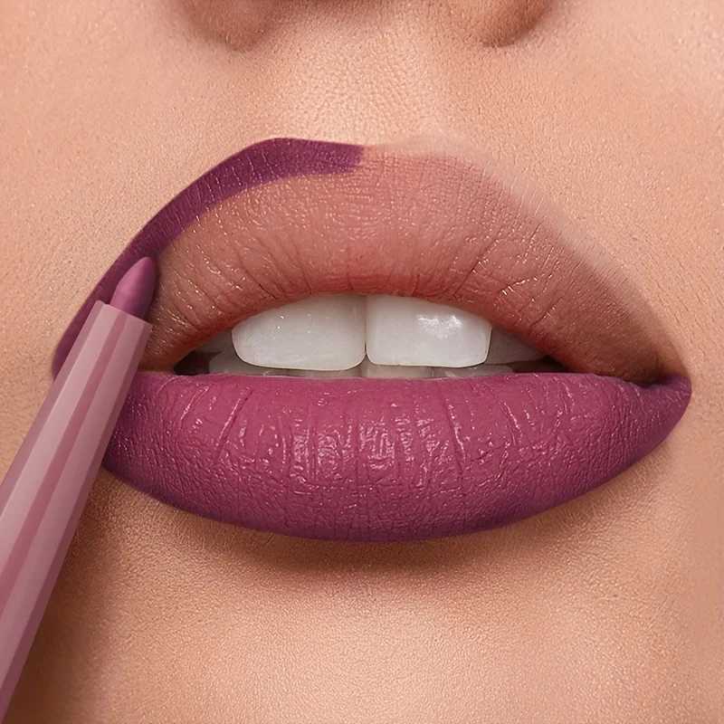 Long-lasting Waterproof Matte Nude Lip Liner - High Pigmentation Retractable Smooth Application Natural Look G251218-image-1088874307