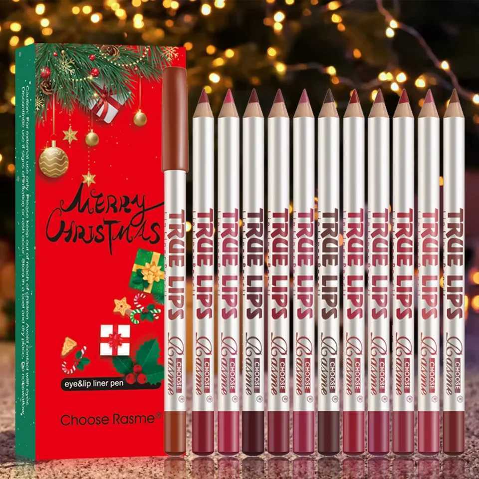 12 color Christmas Matte lipliner Set Vintage Durable Waterproof Easy to Apply Color Display Lip Makeup G251218-image-1088874592