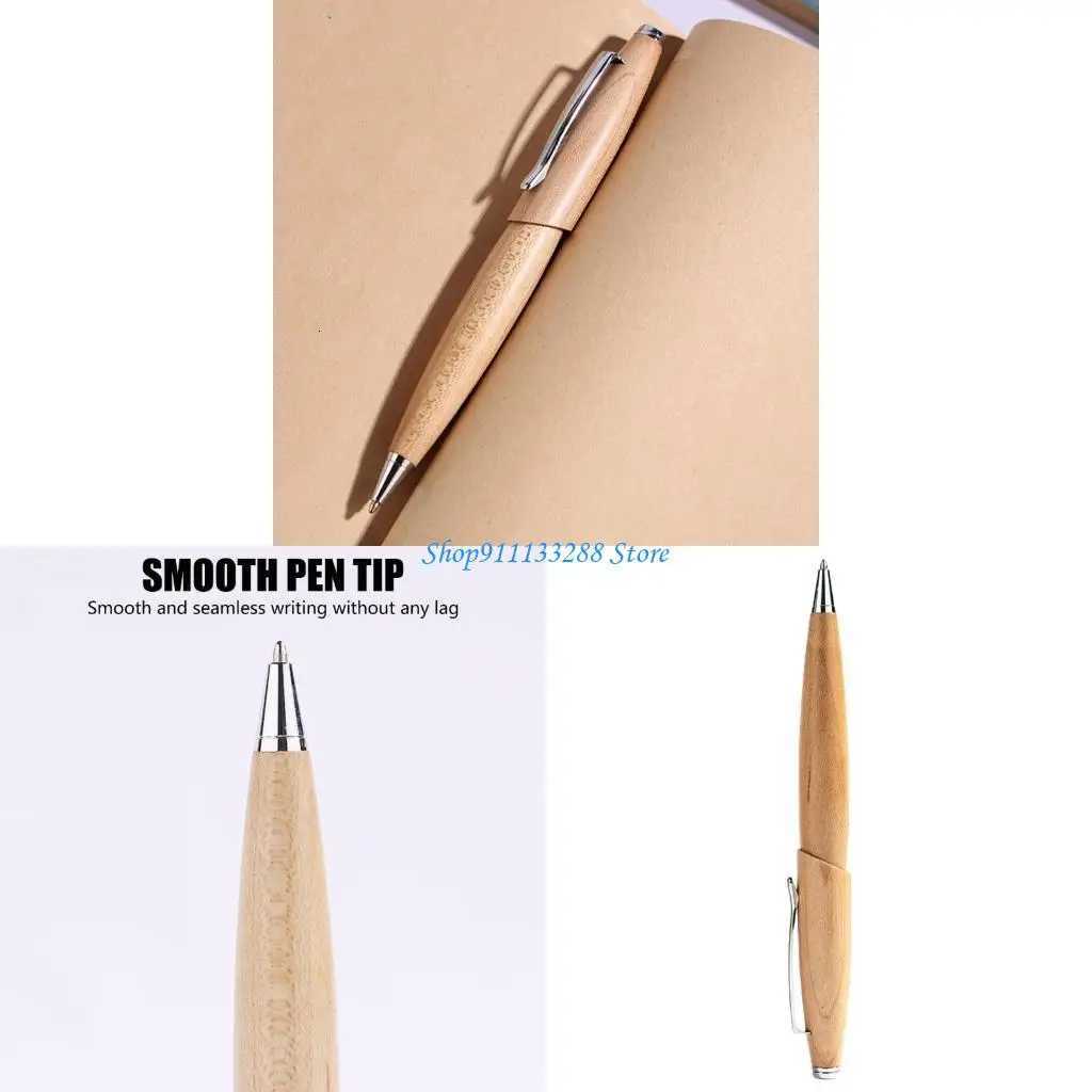 Wood Pen Metal Pen Clip 07mm Medium Point Business Singing Pen Cfortable Grip For Off And School Writing Supplies Y251218-image-1088846207