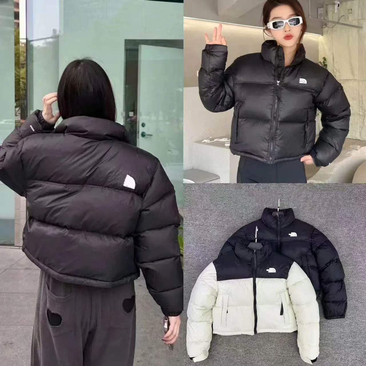 norths winter puffer jacket women designer crop short coat white black female clothes high waist quilted down jackets female thick warm cotton overc