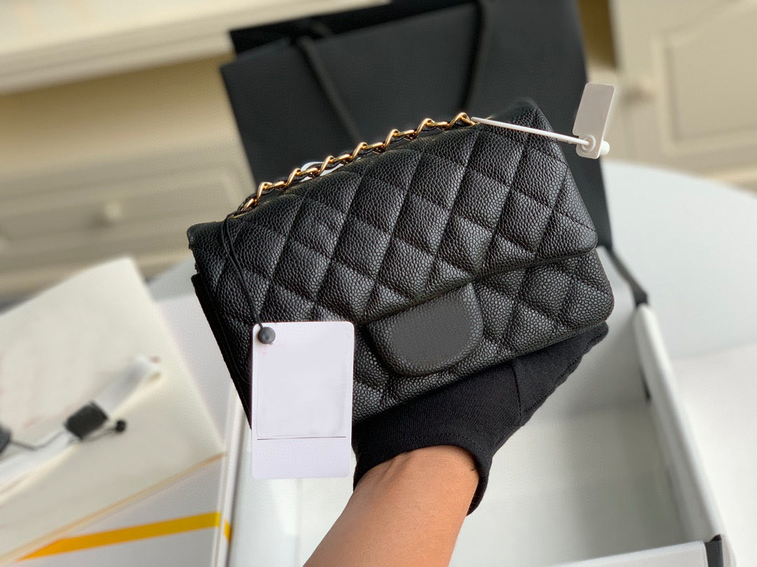 20A Sac à bandoulière de luxe de styliste miroir de haute qualité, mini sac de maquillage de 20cm, sac de soirée en cuir caviar, avec boîteC711