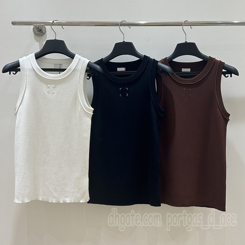 Designer Embroidered Knitted Tank Top For Women Luxury Sleeveless Slim Fit Vest Knits Summer Vacation Street Style Singlet Tops