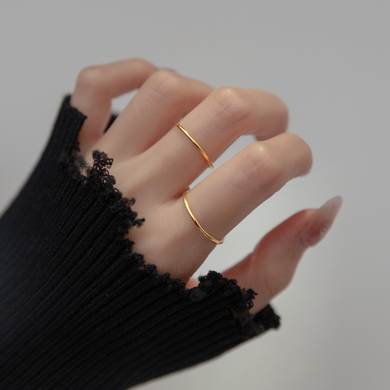 Jewellery Ring Designer Fine S925 Sterling Silver Korean Fashion Glossy Line Band Size 4 14 for Minimalist Daily Wear and Gift High Quality