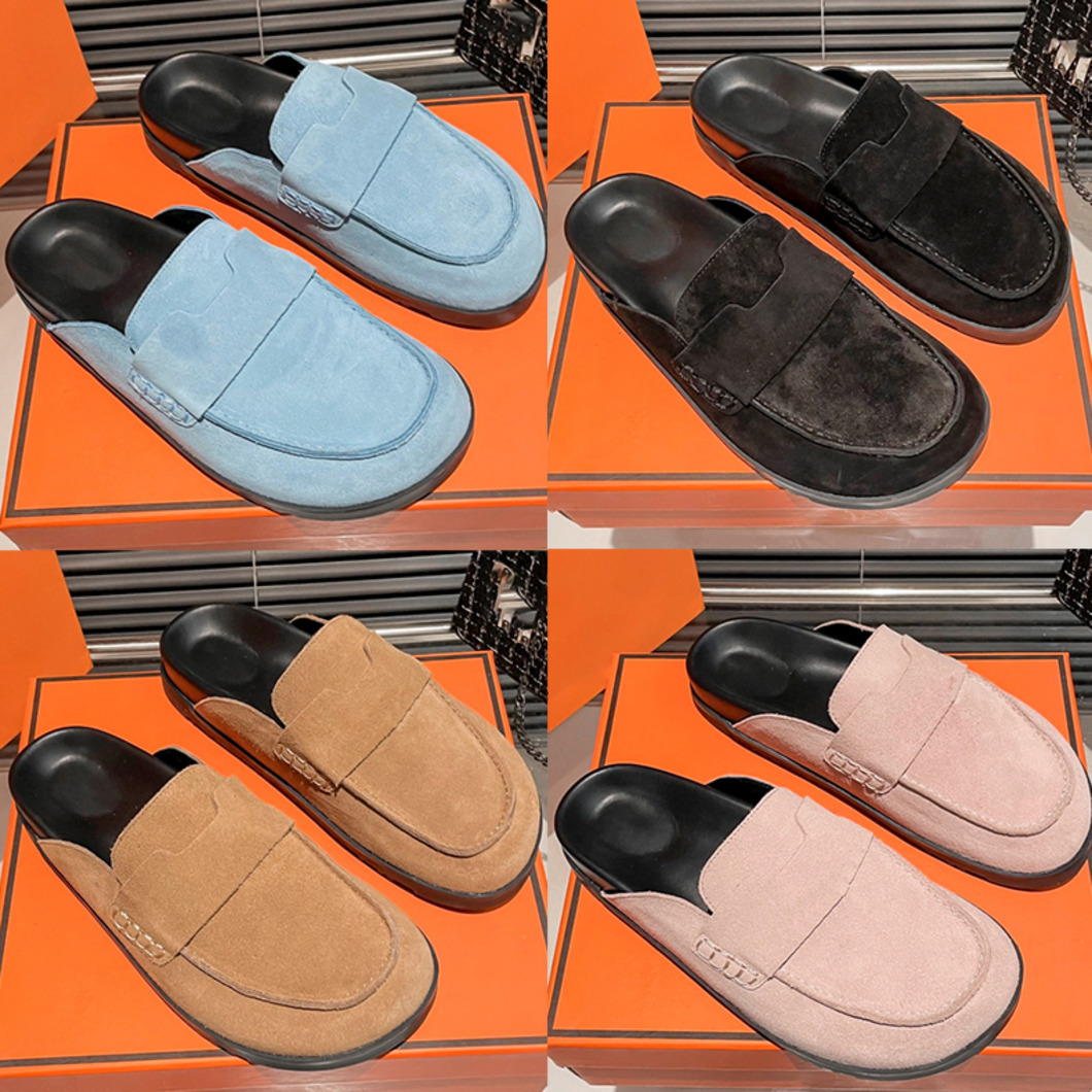 Designer Shoes Go Mule Pantoufles Unisex Classique Baotou Peluche Demi-Pantoufles Extérieur Mode Sandales Plates Pointures 35-45