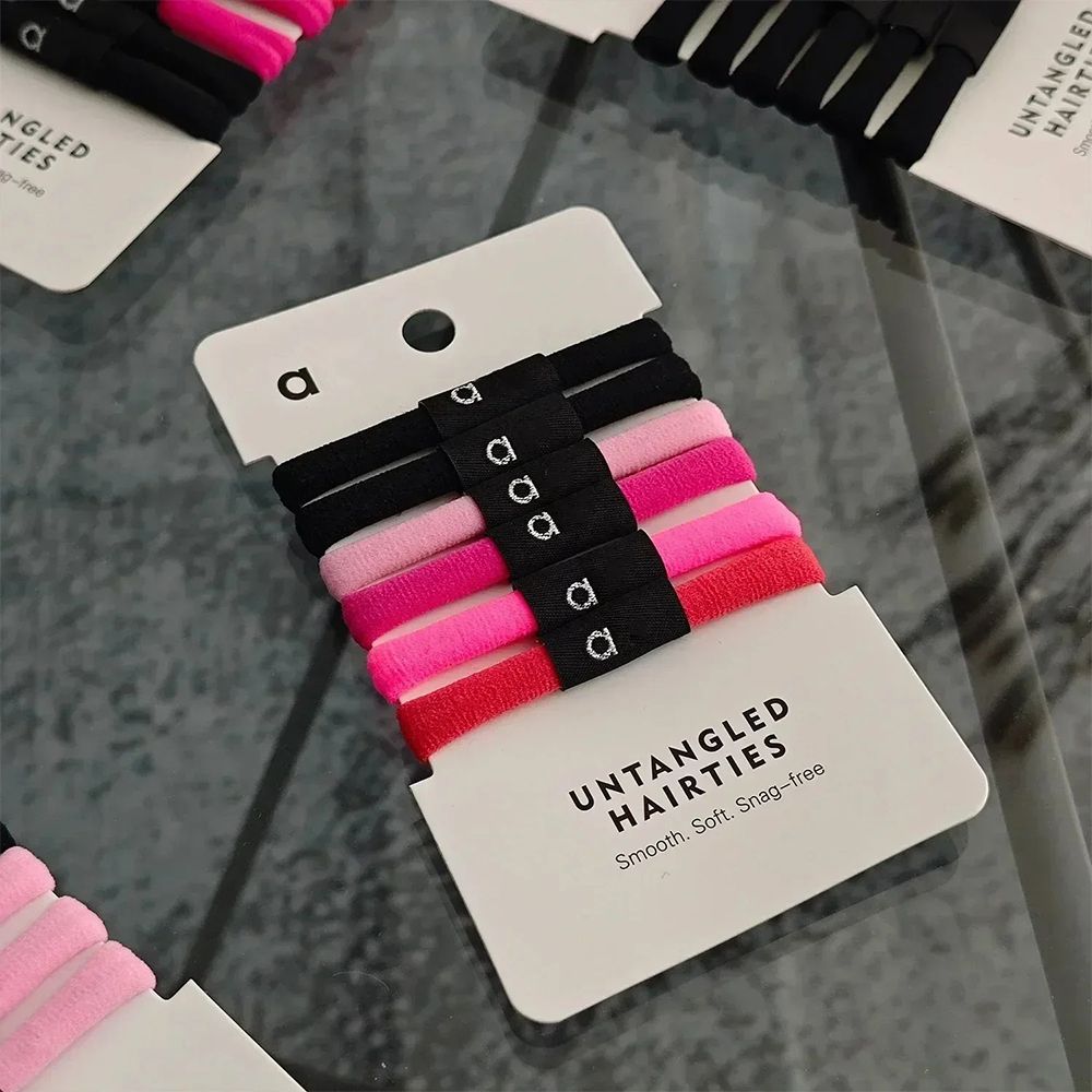Women's Designer 6 Pcs High Quality Boutique Ribbon Candy Color Sports Yoga Hair Accessories Black Pink Elastic Hair Tie Rope Cute Hair Band DI