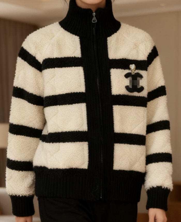 Nouveau pull à col montant pour femmes, pull tricoté de créateur, cardigan tricoté rayé avec lettres brodées d'automne et d'hiver, pull de créate
