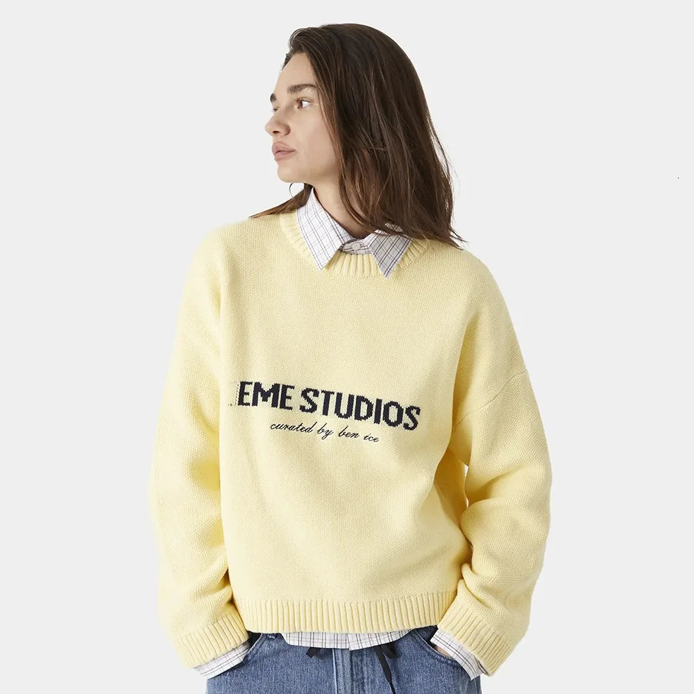 Lazy Style Letter Jacquard Knitted Sweater Autumn and Winter Women Fashion Street Travel Campus Daily Office Thick Warm Sweater 251218
