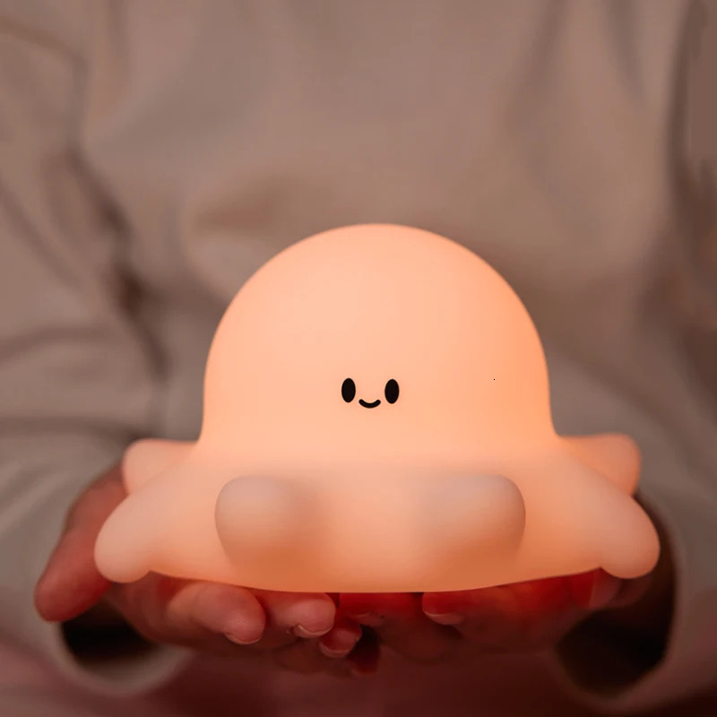 2026 New Octopus Squidward Cartoon Silicone Night Light Rechargeable Interior Decoration cologne Ambient Lamp Children Birthday Gift perfume 251218