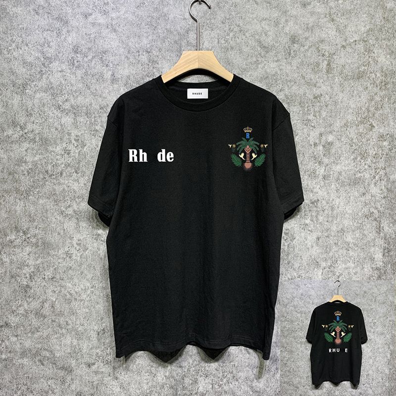 Rude Shirt Designer Tshirts Band Collar Homme Formal Wrinkle Summer Breathable Cotton Letter Graphic Tee Camouflage Young People High Quality Rhud T