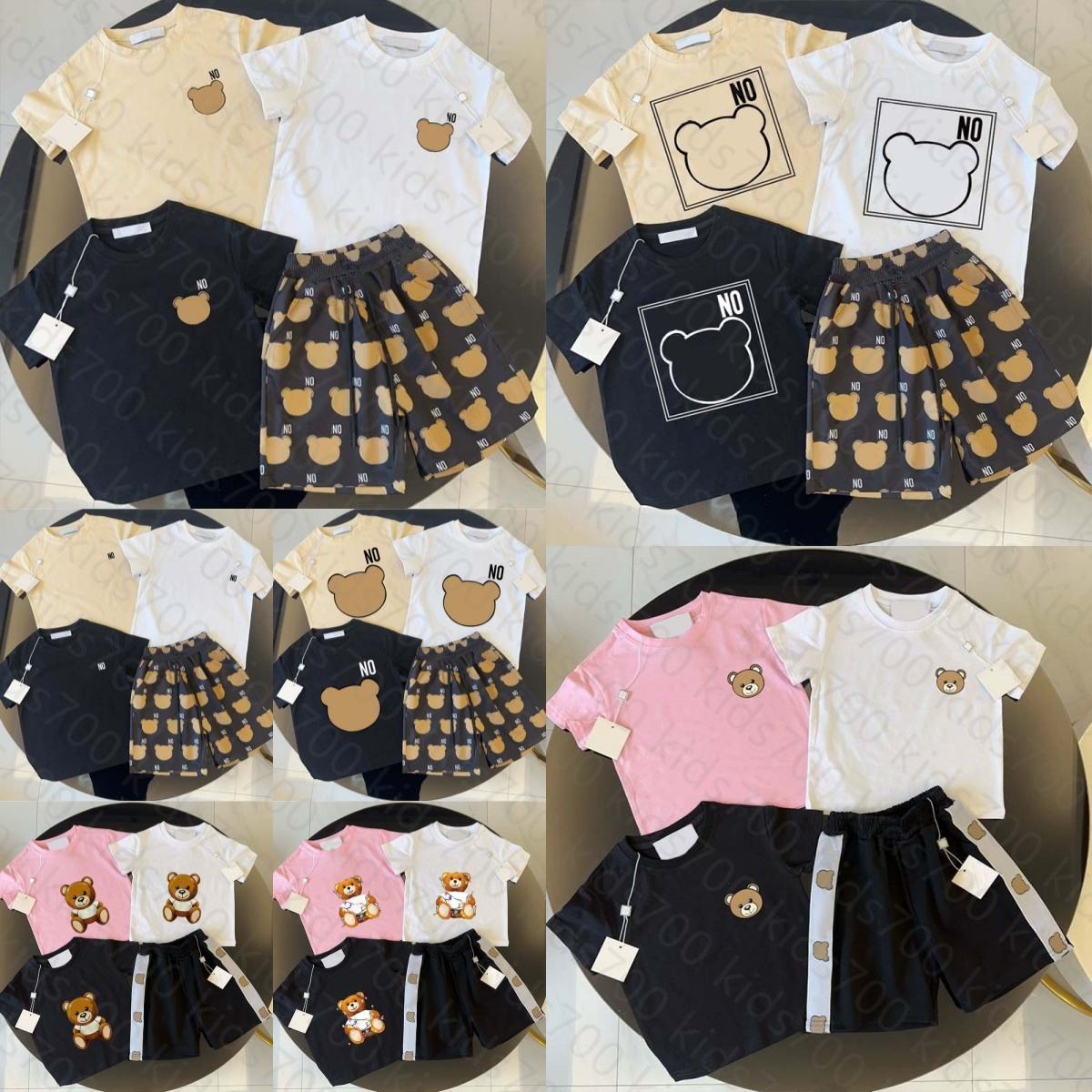 Kids Clothes Sets Designer Boys Girls Bears Printed Short Sleeve T-shirts Shorts Tracksuits Toddlers Baby Tees Tops Children Youth 2-Piece Clothi-image-1088986792