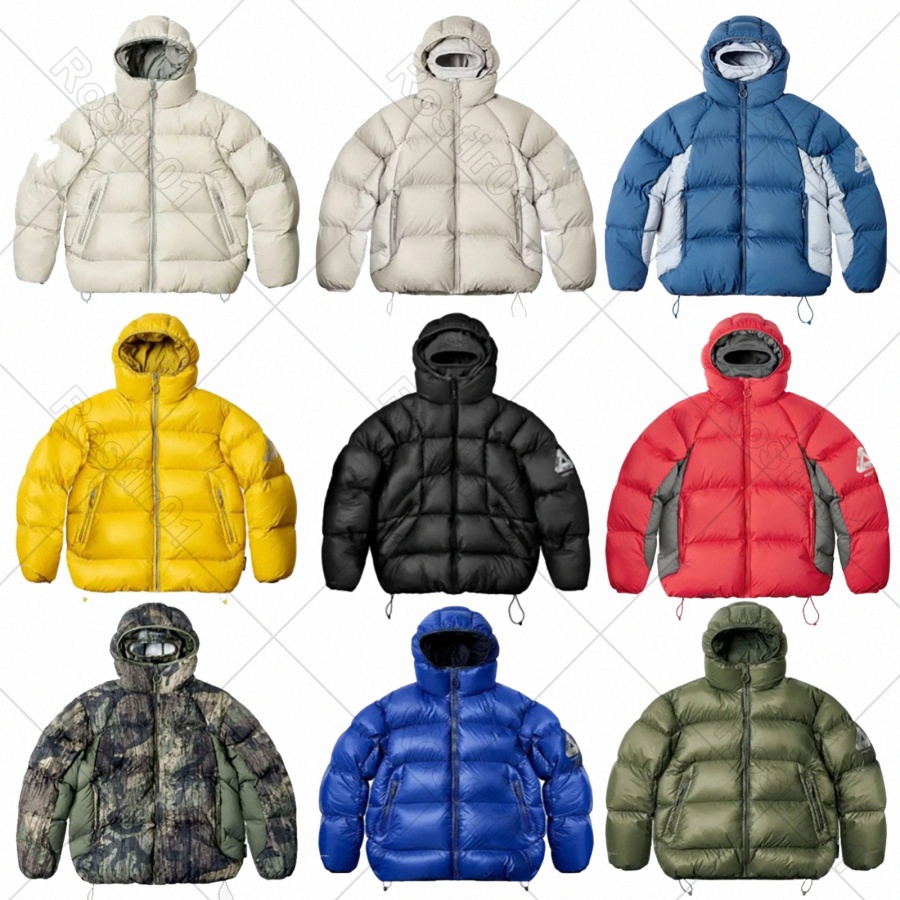 Mens Down Jacket Perrex Matte Balaclava Puffa Winter Jacket With Face Mask Windbreaker Coat Printed Warm Hooded Puffer Jacket Casual Outwear Jacket
