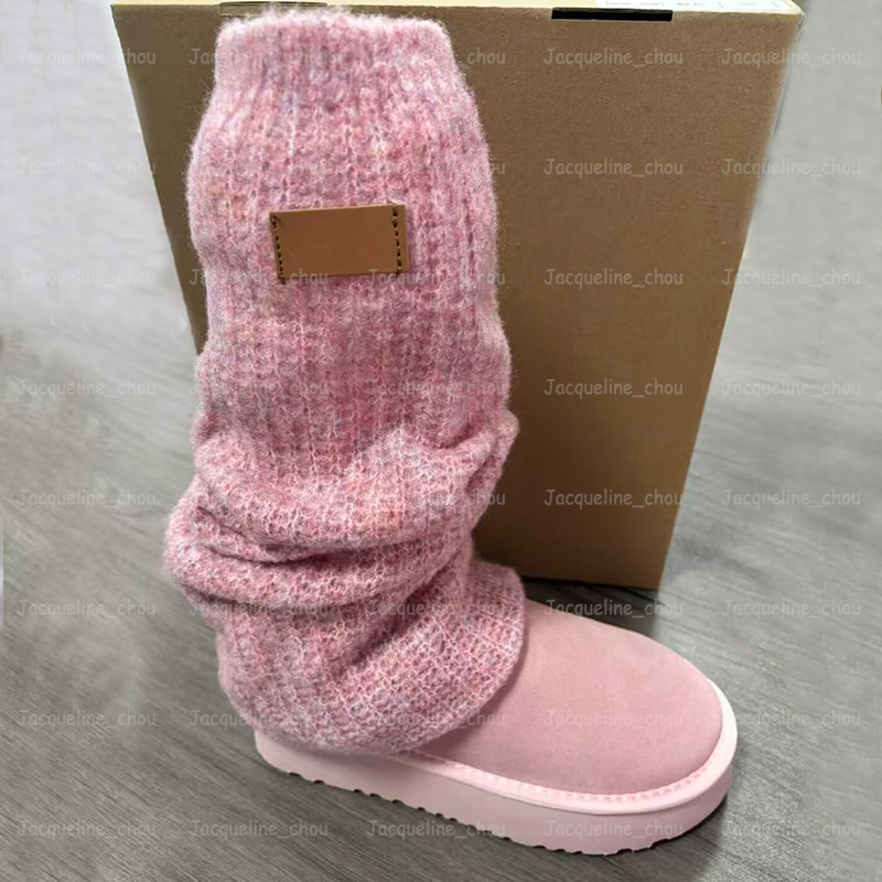 Classic Mini Dipper Legwarmer Boots Designer Womens Leg Warmer Boot Pink Dawn Winter Platform Fluffy Fur Booties Genuine Leather Ankle Thick Bottoms