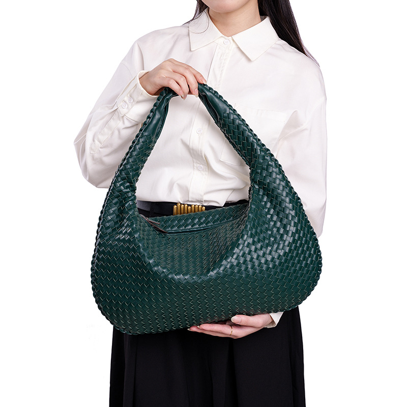 Free Shipping 2026 European & American Style Handwoven Crescent Bag, Women's Large Capacity Wide Strap Tote Bestseller Top Handle Purse