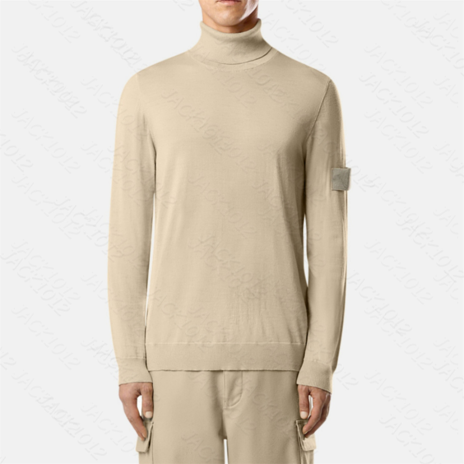 25FW Topstoney Ghost Designer Mens Embroidery Compass Badge Long Sleeve Jumper Sweatshirt Knitted Turtleneck Casual tops Turtle Neck Pullover Sweate