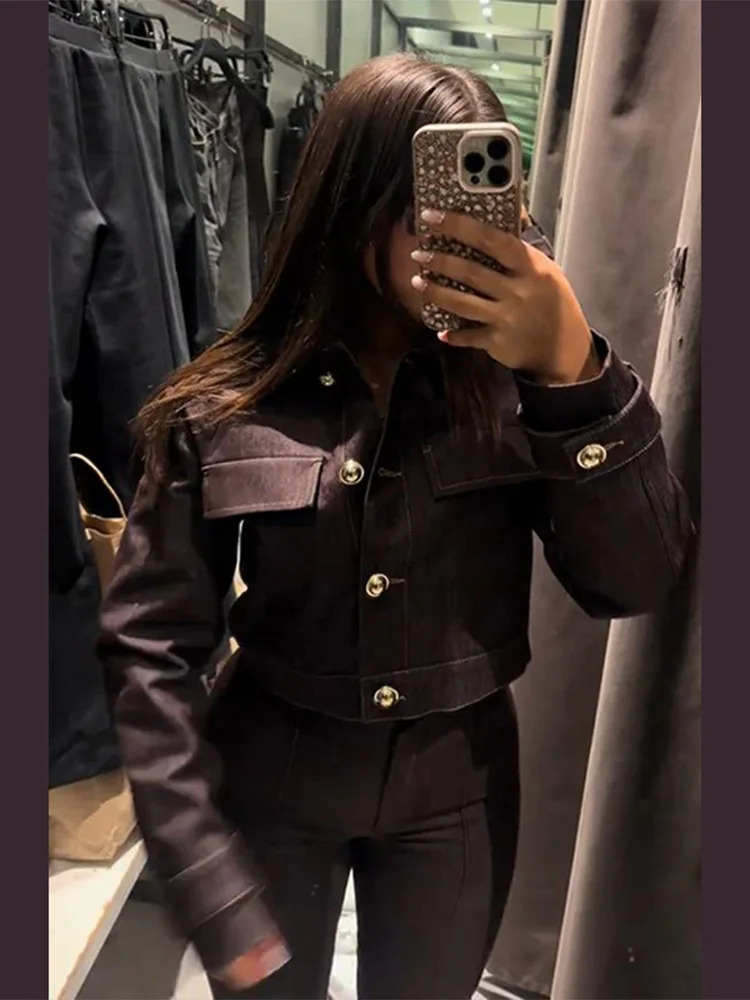 Chic Coat Pants Womens Set Turn down Collar Single Breasted Top Slim Trousers Female Sets 2025 Autumn Fashion Commute Lady Suit 251219 13