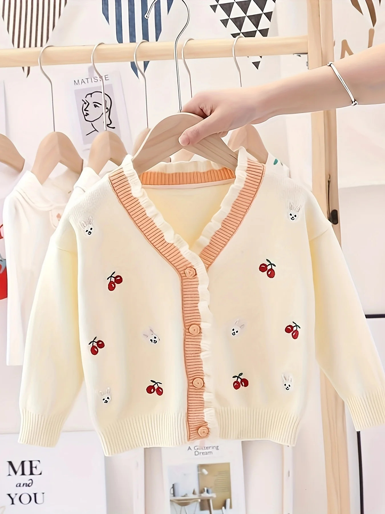Girls Sweater Cardigan Korean STYle CHIldrens Knitwear Top Kids Fashionable Lace Jacket M260310-image-1097045664