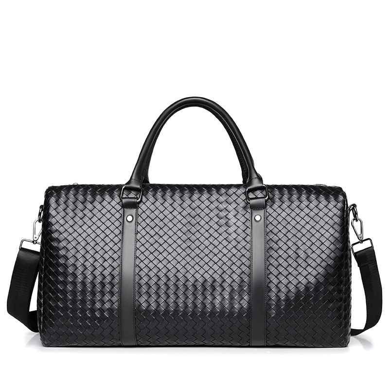 Free Shipping New Design Mens Large Capacity Woven Travel Bag Casual Short Long Trip Business Travel Unisex Check Pattern Handbag Black Brown