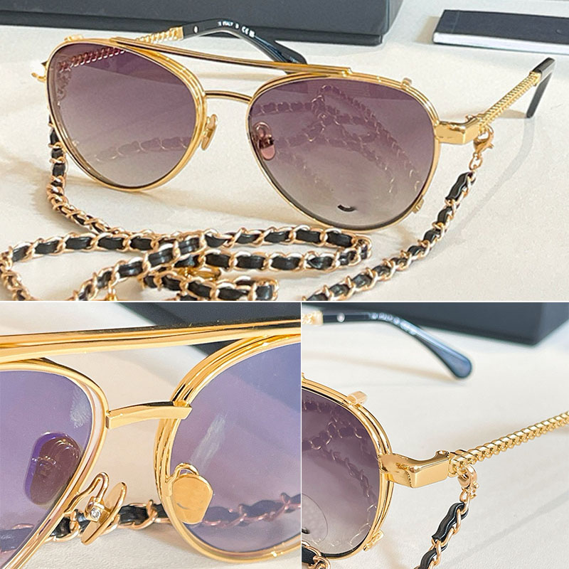 26ss Pilot Sunglasses 4292 Lady Designer Fashion Oval Metal Frame Sunglasses Personalized Metal Thin Mirror Leg Design Exquisite Retro Style Glasses