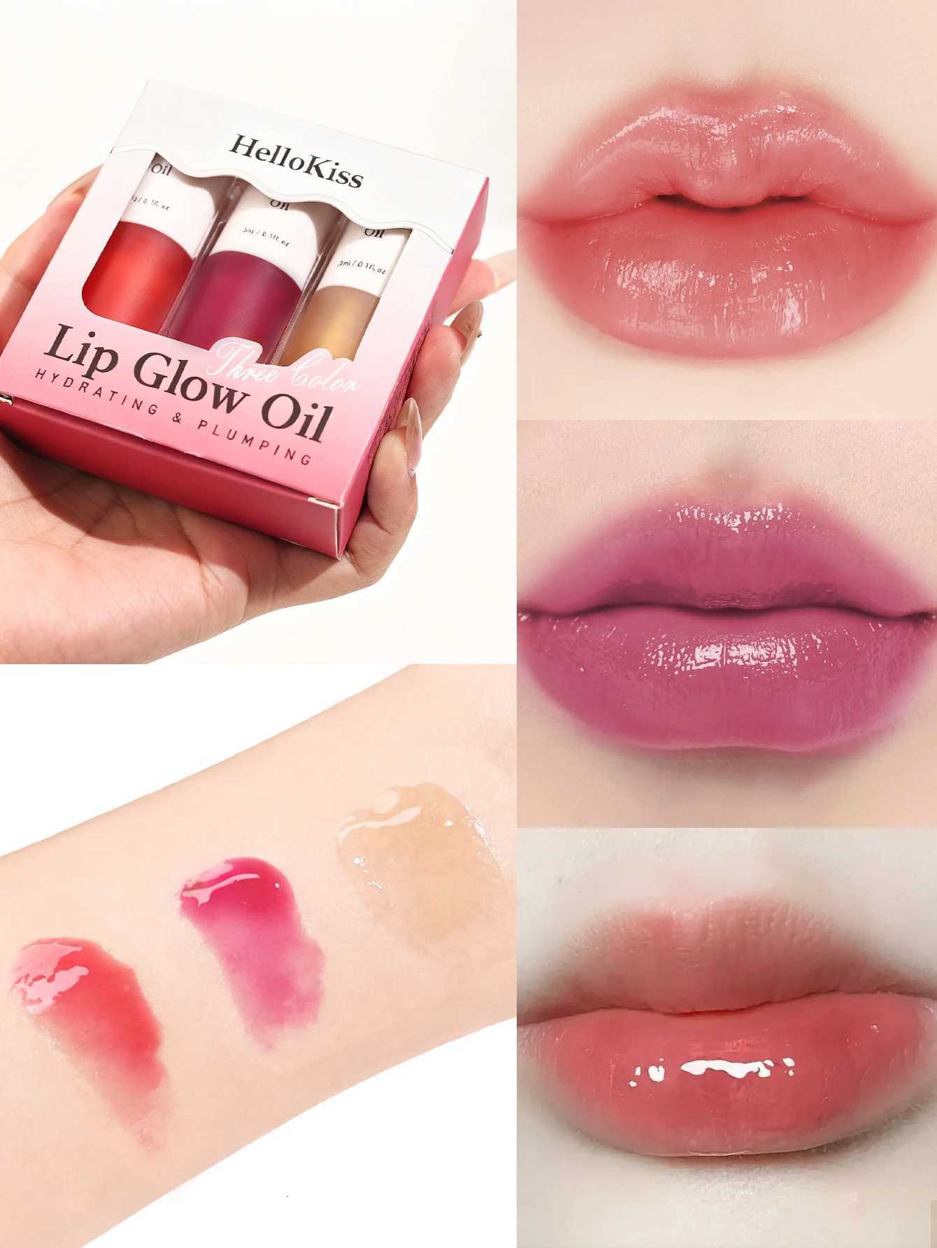 3pcs Jelly Lip Oil Set Hydrating Shimmering Gloss Waterproof Long-Lasting Easy Application Unisex Multi-Shade ComboT251222-image-1089259355