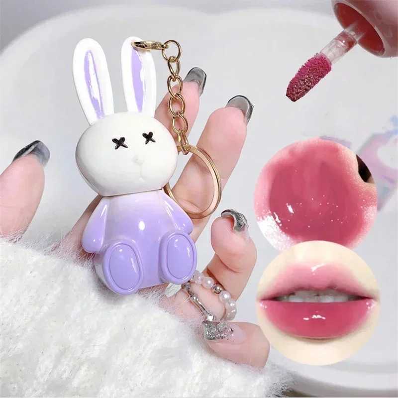 Cute Rabbit Mirror Lip Glaze Keychain Lipstick Waterproof Lip Gloss Long Lasting Non-stick Cup Women Lip Glaze Cosmetic 6 ColorsT251222-image-1089259519