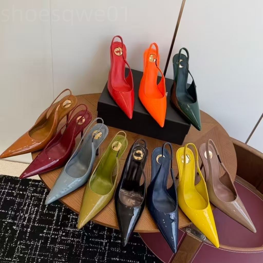 Femmes de luxe bout pointu rose chaussures de fête Slingbacks 105mm bouts pointus satin fleurs décoration chaussures de robe de mariée sandales f