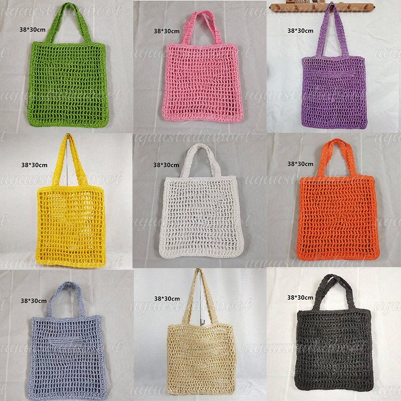 Travel Straw bags Designer Tote Outdoor Luxury Beach Shopping small bag Handbag Woven Womens Summer green pink brown Yellow white Black apricot I426