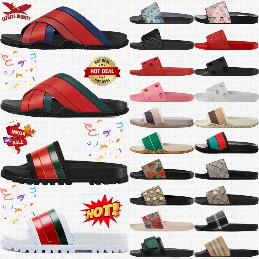 Designer sliders Web slide Slides Pink Bloom Supreme Rubber Princetown Matelasse slipper Pool White Black Leather Interlock Black Rubber mens womens