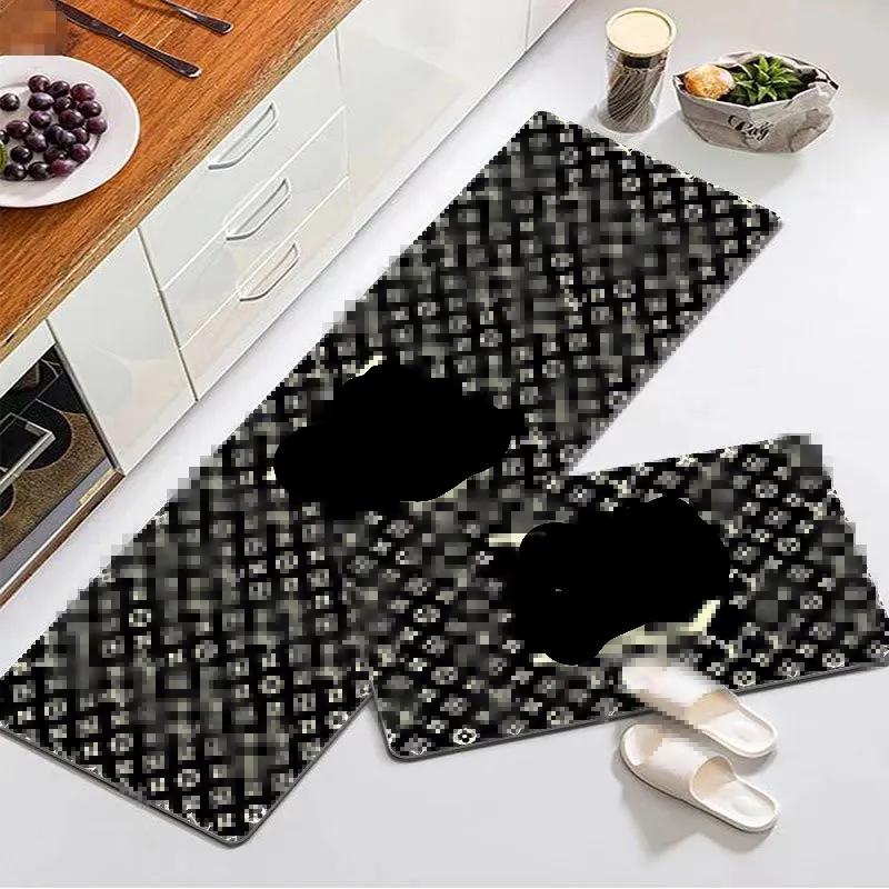 Top Rectangular Rug Designer Fashion Brand Ins Internet Celebrity Kitchen Floor Carpet Mats Absorbent Oil-Absorbing Non-Slip Long Mat Set