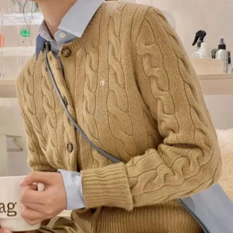 Designers S Ceiling Swellable Wool Fried Dough Twists Cardigan Women's Twisted Long Sleeve Round Neck Sweater Designer Sweaters 1222