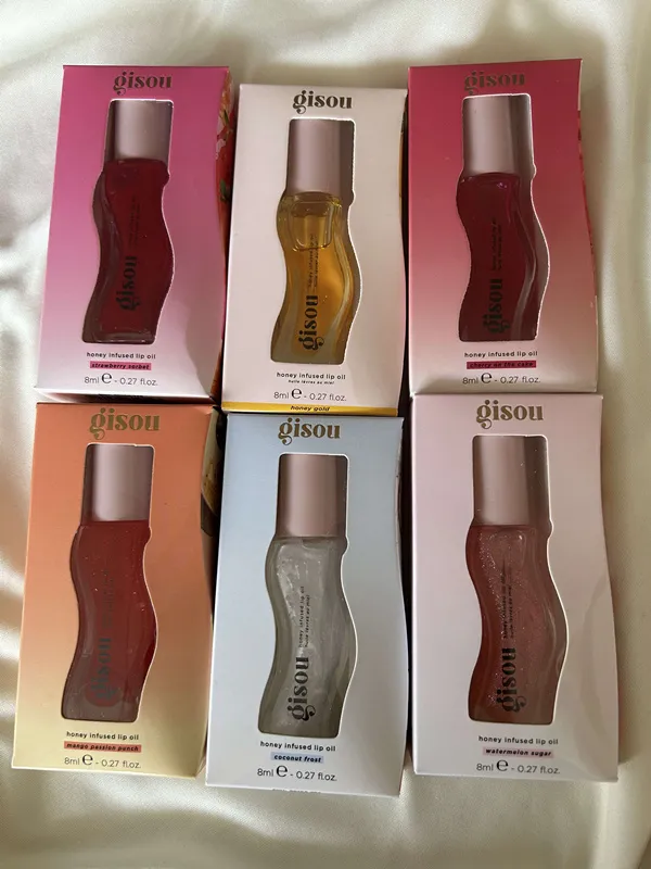 Gisou Lip Oil Honey Infused Lip Gloss 8ml Moisturizing Lipgloss Honey Gold Mango Strawberry Raspberry Vanilla Glaze Plum Liquid Lipstick Lips Mak-image-1089289564
