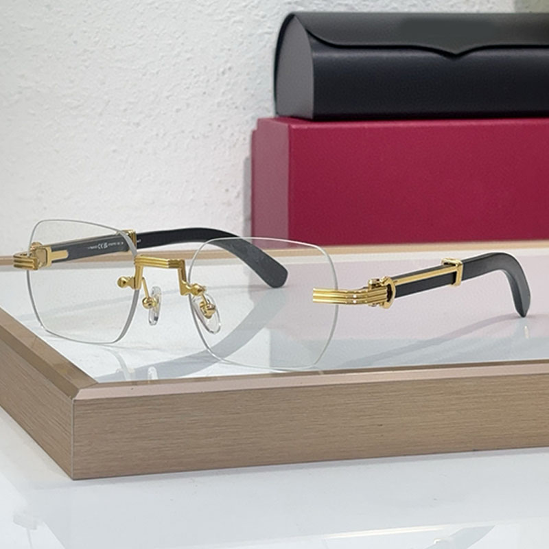 Luxury Square Frameless Glasses 0377O Womens Men Optical Transparent Lens Metal Leg Design Retro Elegant Style Glasses
