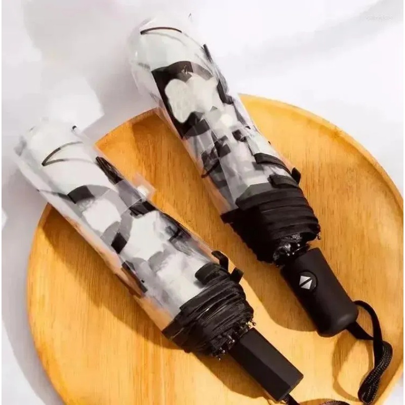 Umbrellas Transparent Womens Umbrella Letter Folding Fully Automatic Mens Designer Collection Portable Outdoor Rainy NICE S2632-image-1095968748