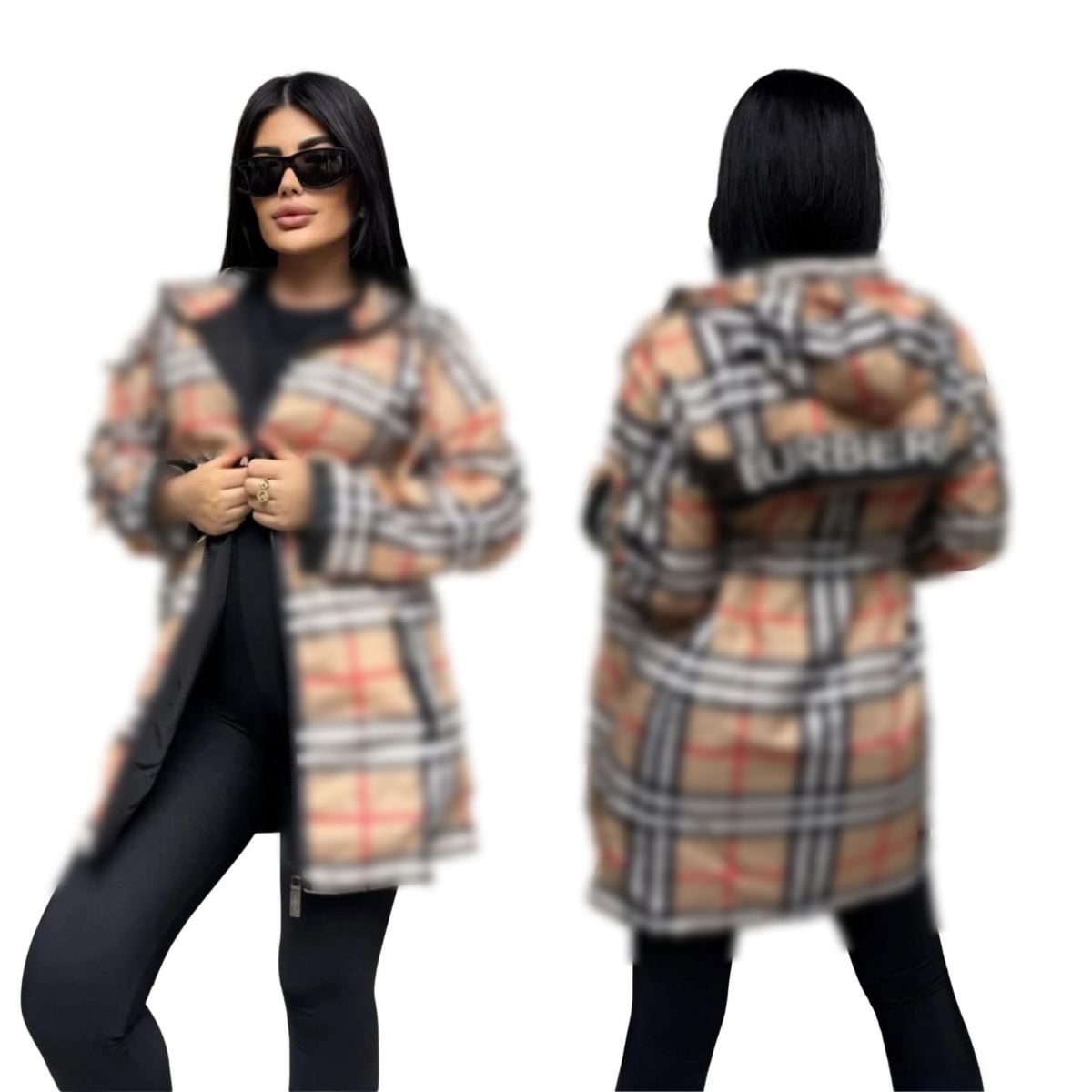Designer Print Windproof Coat Down Jacket Coats Parka Women Plaid Print Parkas Free Ship