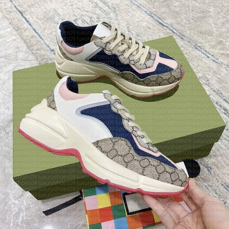 Rhyton Sneakers Chaussures designer plateforme multicolore beige femmes hommes classiques baskets vintage cuir taille 35-46