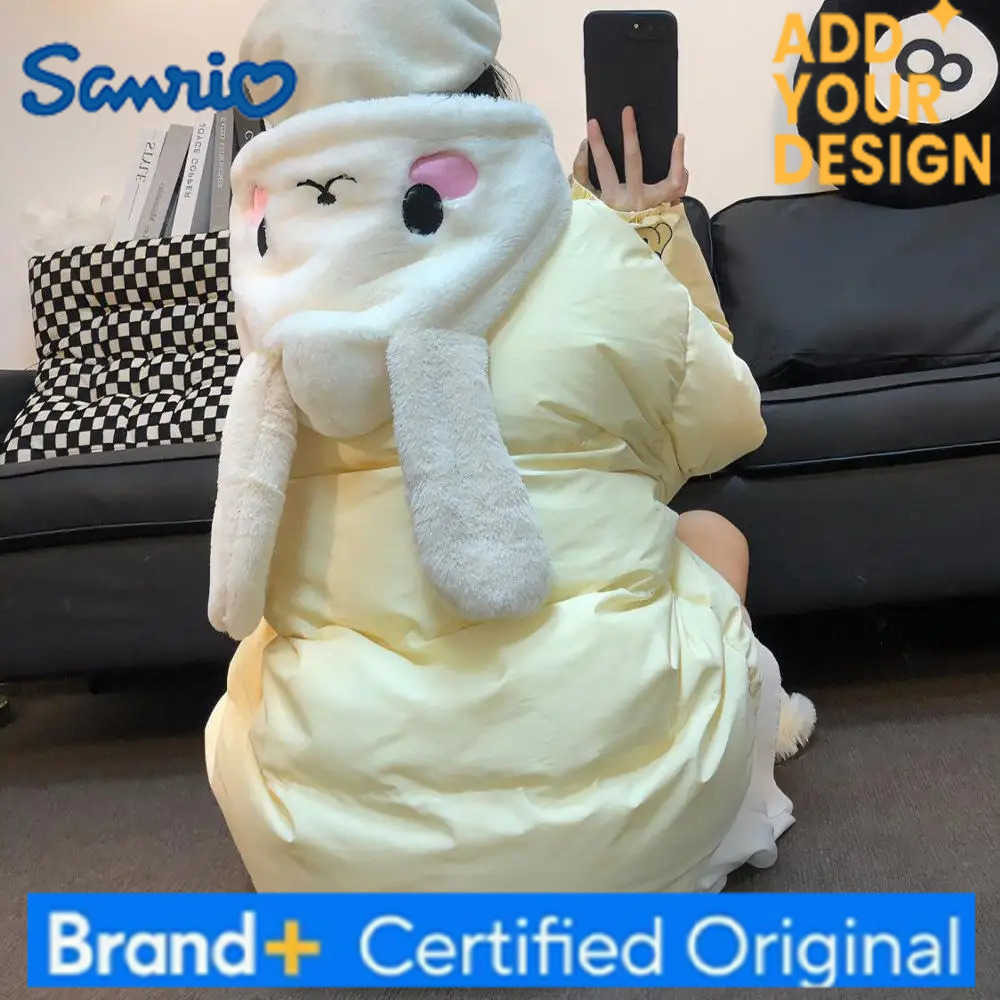 Sanrio Cute Pompompurin Anime Winter Down Jacket Coat Cartoon My Melody Thicken Cotton Clothes Hooded Jacket Loose Warm Sweet Girl Tops H251223-image-1089509000