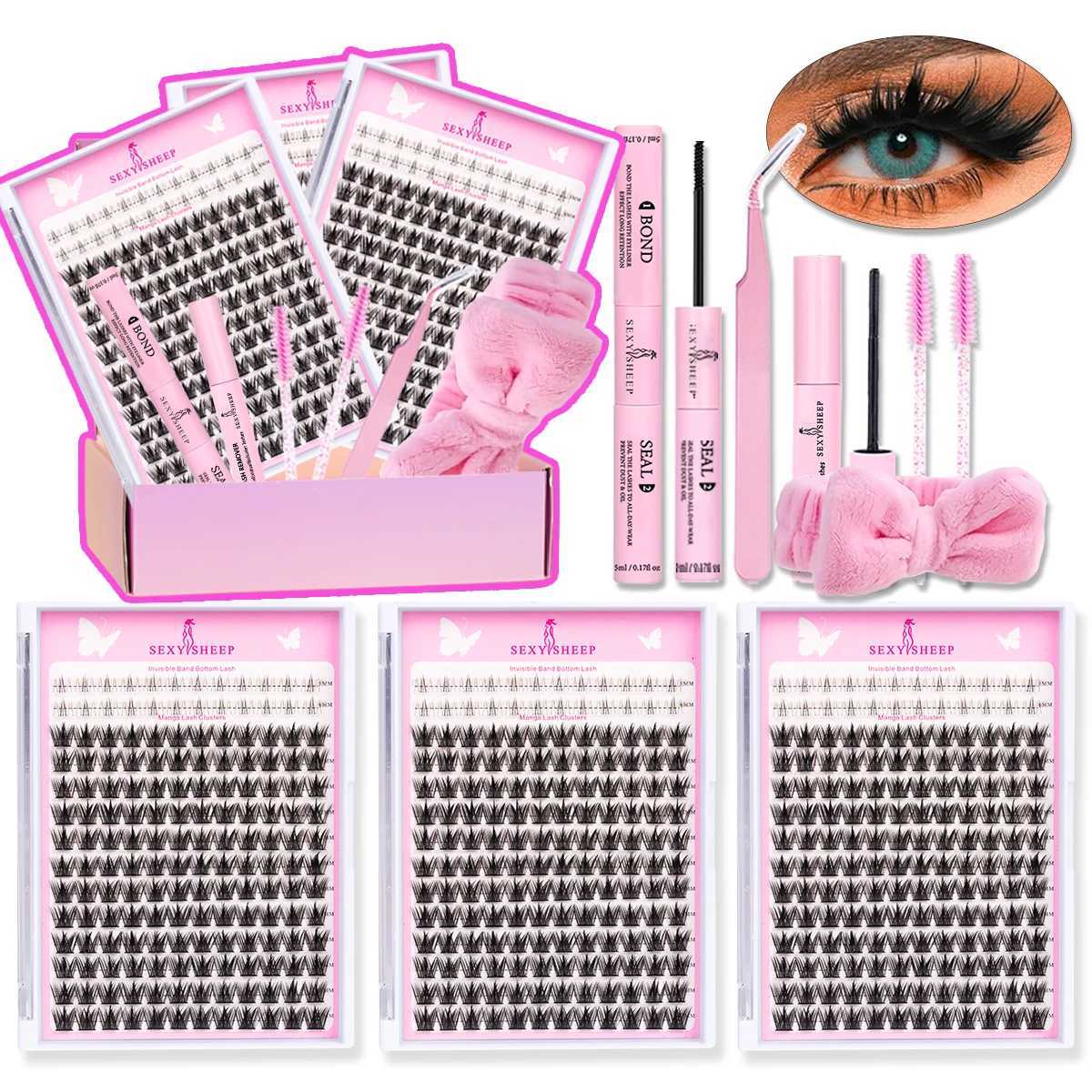 Lashes Clusters Kit Natural Look with Bottom Eyelash Wispy Individual Lash Mix Length with BondSeal Makeup ToolsT251223-image-1089452247
