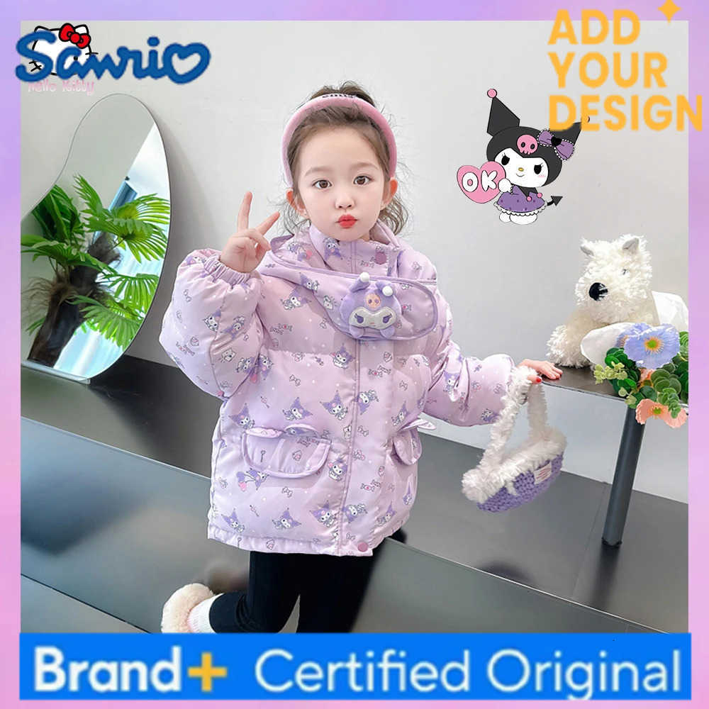 Sanrio Winter New Kuromi Children Cartoon Down Jacket Anime High-Quality White Duck Down Kawaii Full Print Warm Thicken Girls Clothes H251223-image-1089512369