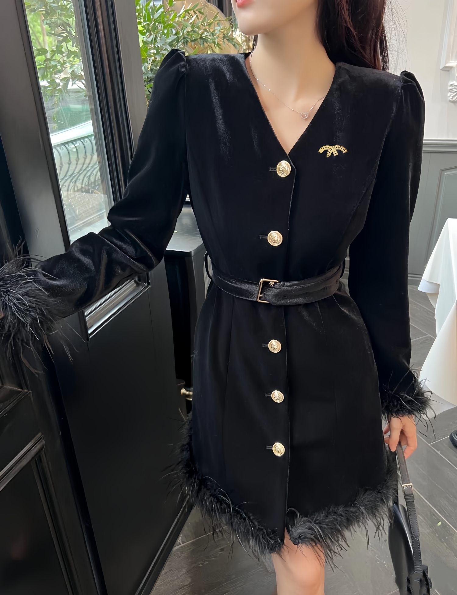 dresses for woman elegant 2026 spring luxury designer dress women Corduroy black dress ball gown Tunic fitted puff skirt high quality Top V-Neck Lad