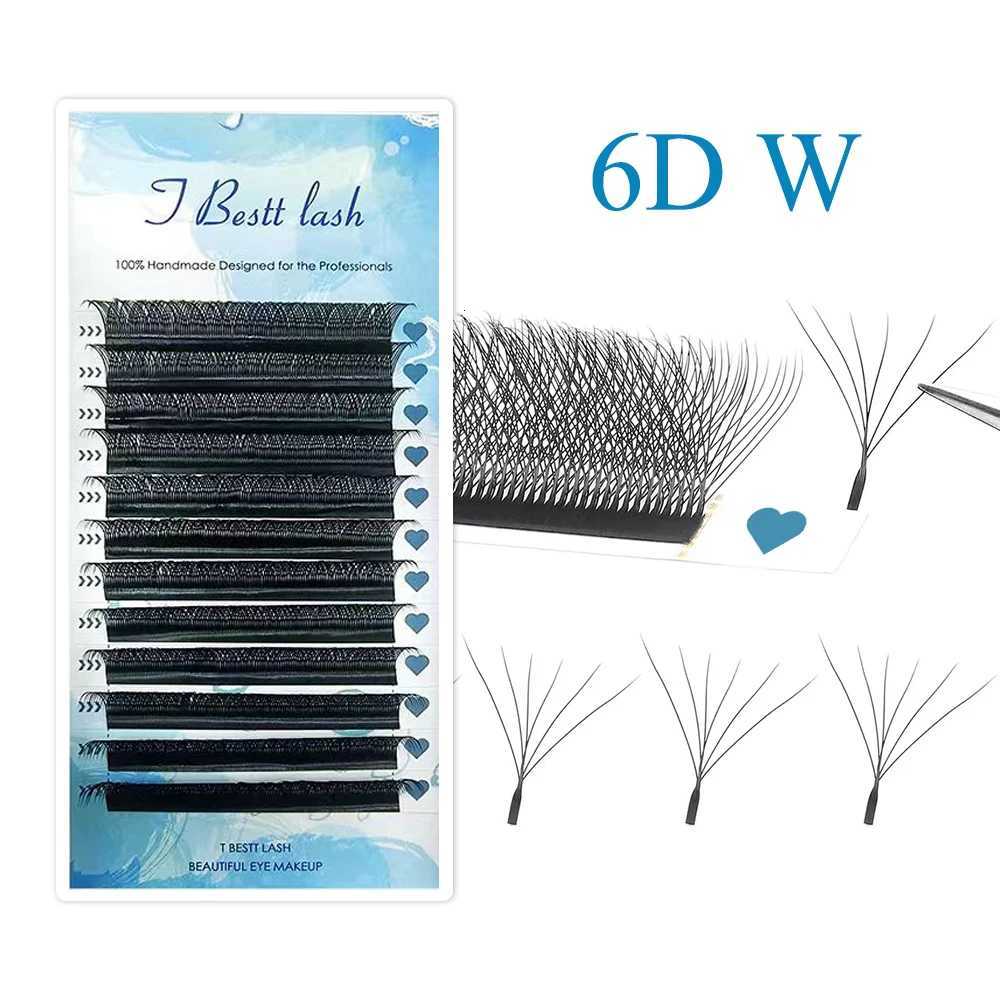 Tbestt 3D/4D/5D/6D W Shape Lashes Extension Premade Volume Fan Natraul Soft Faux Mink Matte Black 6DW Eyelash ExtensionsT251223-image-1089453692