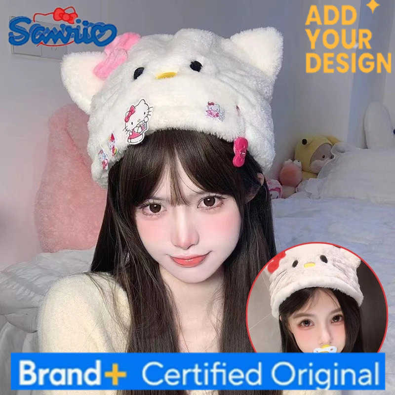 Sanrio Hello Kitty Seau Chapeau Hiver Dame En Peluche Épaissie Chaud Chapeau De Pêcheur Dessin Animé En Plein Air Coupe-Vent Oreille Protection P