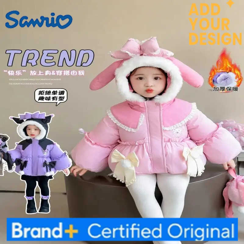 Sanrio Kuromi Kid Cotton-Padded Clothes Kawaii Y2K Anime Childrens Clothing Girl Winter Girls Kids Down Jacket Girls Overalls H2512231-image-1089522712
