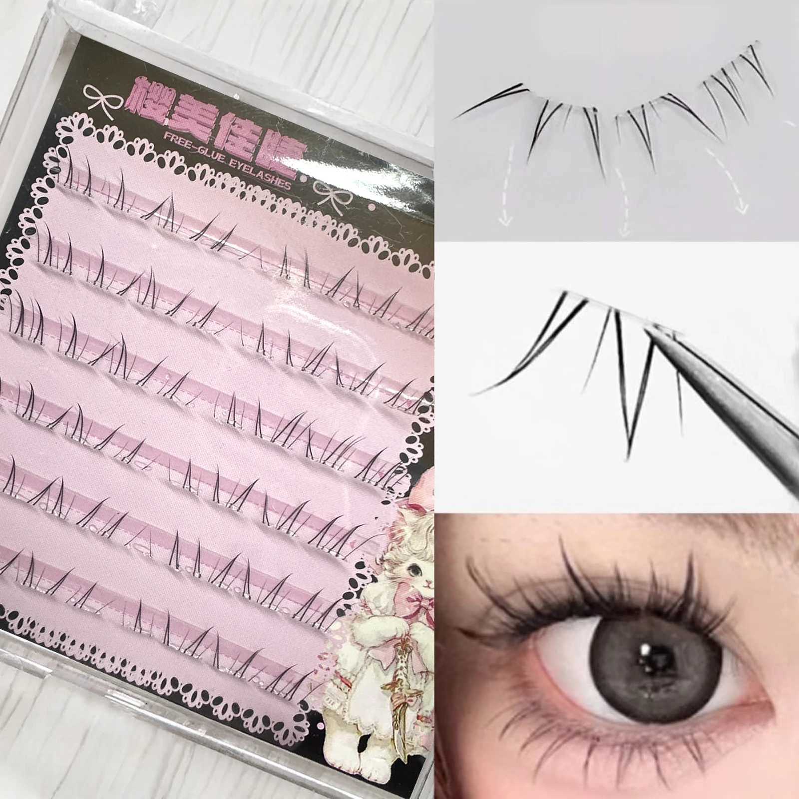 4-6mm Individual Bottom Lash Clusters No Glue Need C Curl Black Lower Eyelash Self-adhesive Lash Extensions Cosplay DIY MakeupT251223-image-1089454570