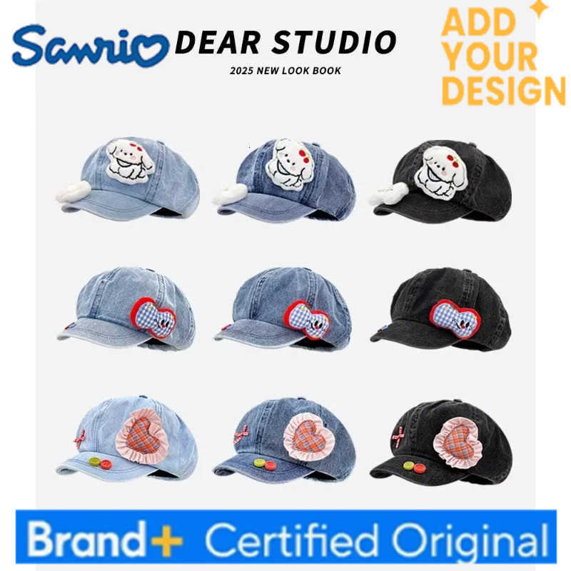Sanrio Cute Cartoon Doll Sticker Denim Berets Cap Y2K Spring and Summer Travel Fashion Versatile Casual Sweet Beautiful Womans Hats H251223