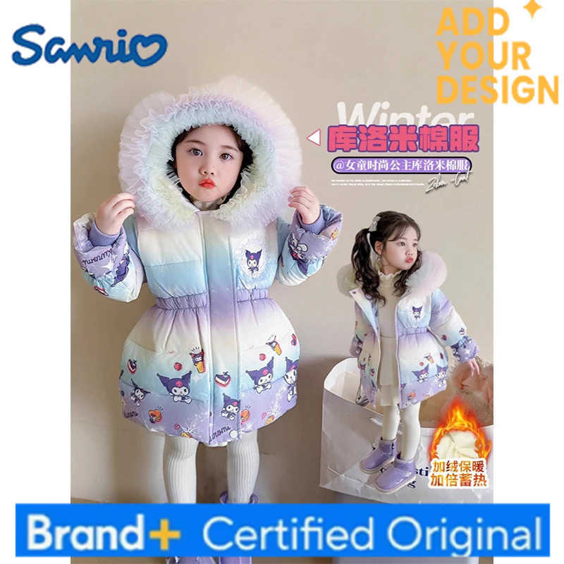 Sanrio Kuromi Girls Winter Cotton Coat 2025 New Thick Warm Jacket for Baby Kids Outerwear Children Clothing Cold Weather Coats H251223-image-1089507881