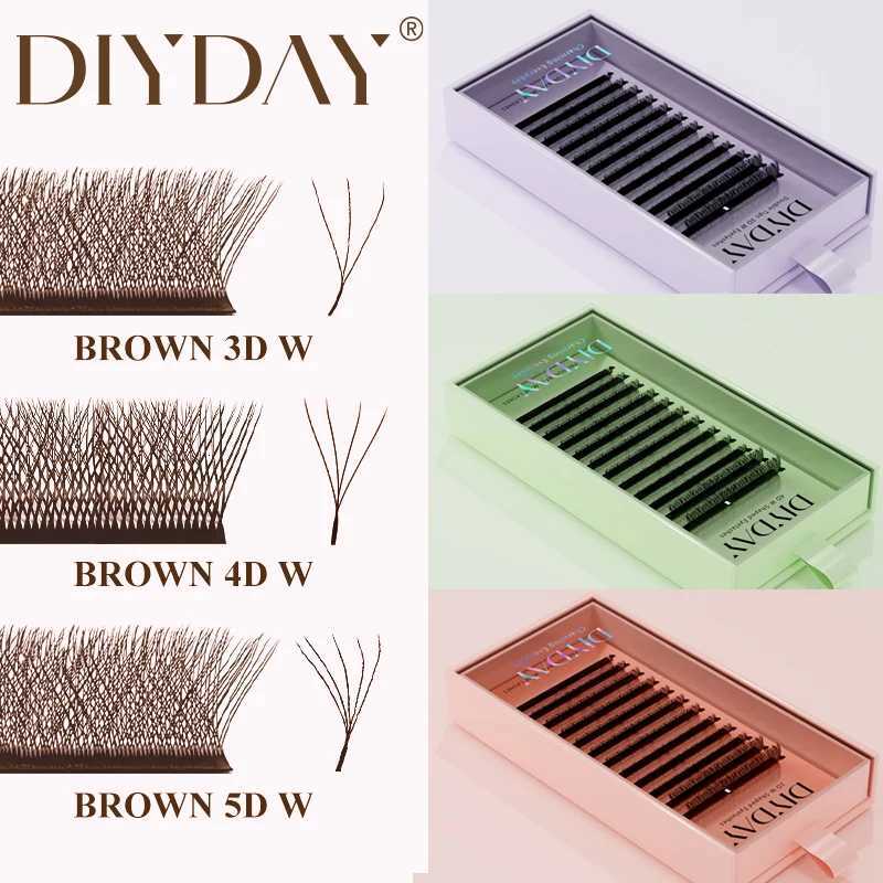 DIYDAY Dark Brown 3D 4D 5D Eyelashes W Shaped Premade Fan Lashes Easy Apply Thick Crisscross False Mink Eyelash ExtensionT251223-image-1089453772