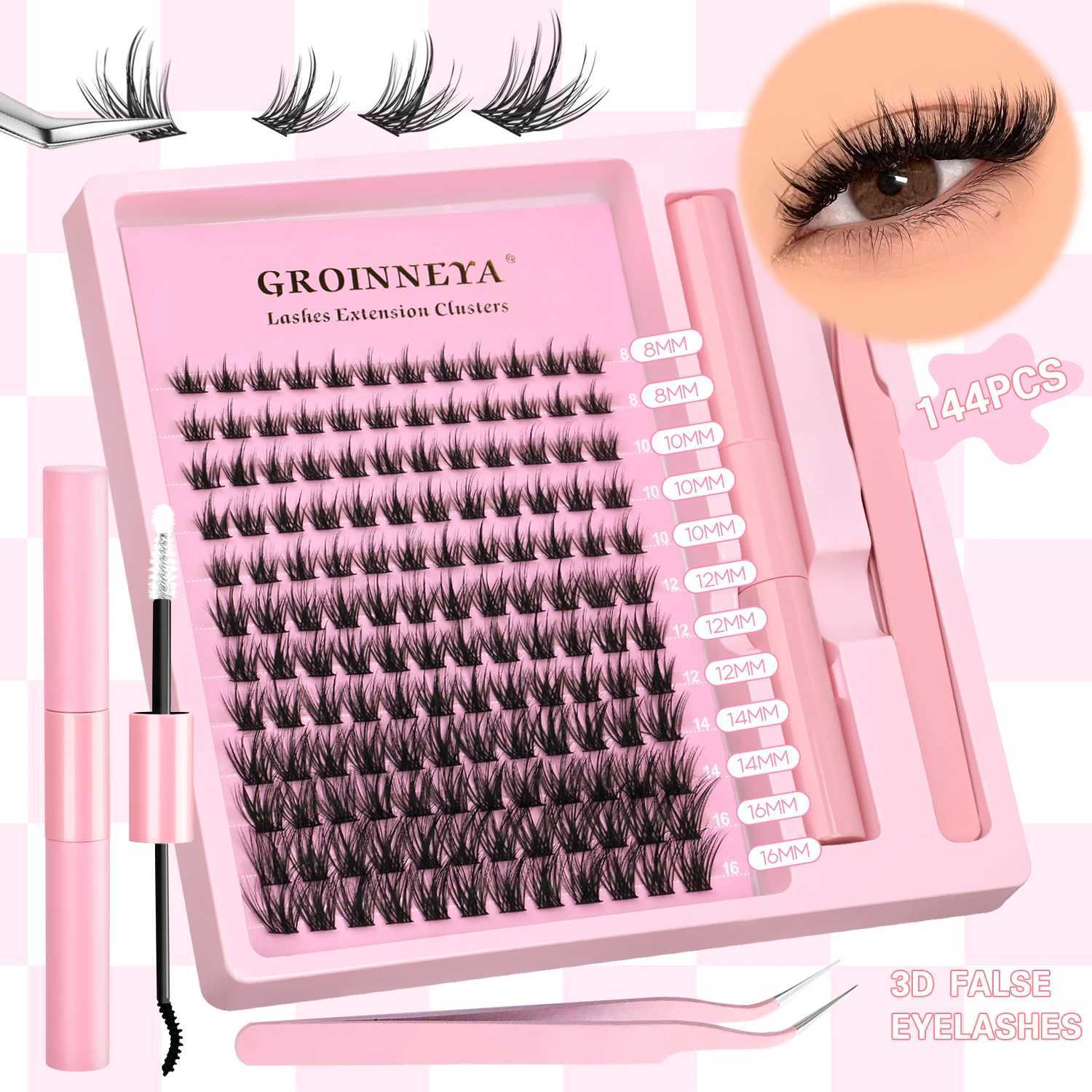 GROINNEYA Fluffy DIY Cluster Lashes Kit Individual Eyelashes Lasting Eyelash Extension Lash Bond And Seal Tools Easy MakeupT251223-image-1089455477