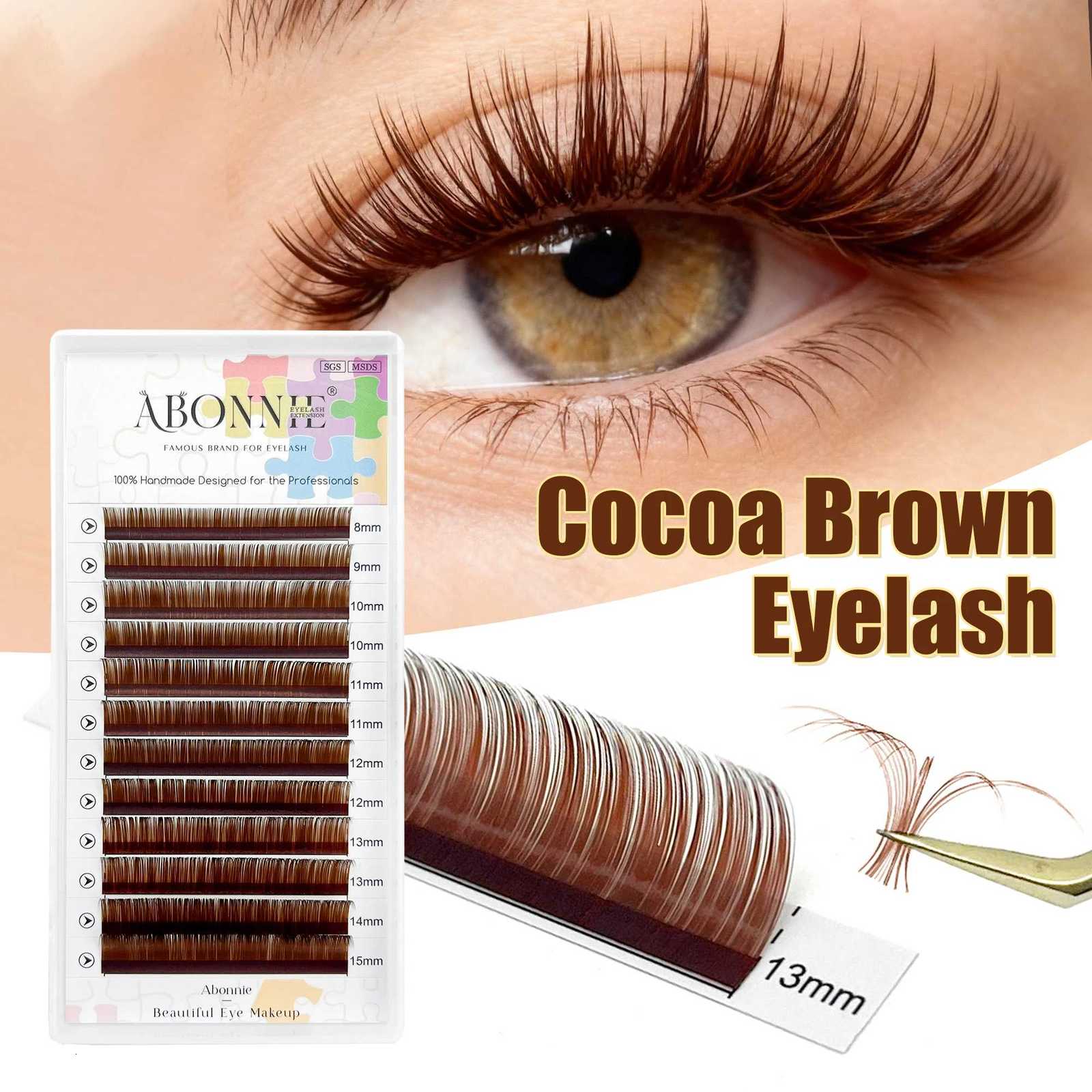 Abonnie 003 CC Curl Brown Classic Individual Eyelashes Russian Volume LashesT251223-image-1089453614
