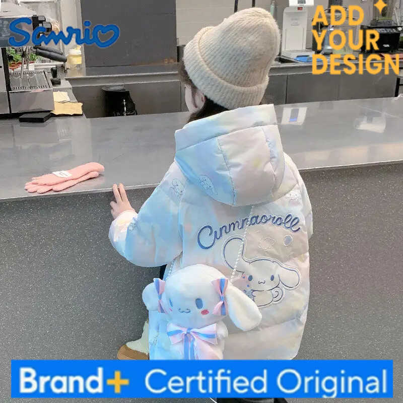 Sanrio Hot Cinnamoroll Kids Cartoon Cotton Coat Girls Kawaii Leisure Outdoor Jacket Thick Warm Winter Clothes Girls Gift New H251223-image-1089513887